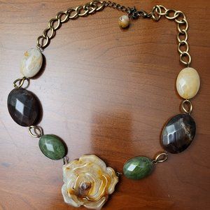 Jewel Beaded Necklace with Flower Detail